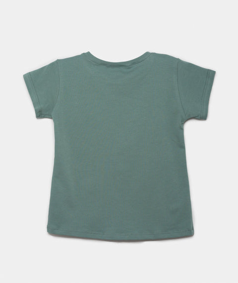 Camiseta Manga Corta Para Bebe Niña En Licra Color Verde Jade