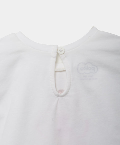 Camiseta Manga Corta Para Recién Nacida En Licra Color Blanco