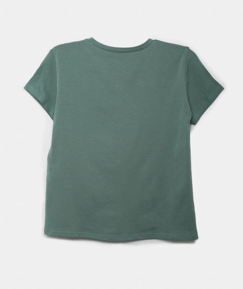 Camiseta Manga Corta Para Niña En Licra Color Verde Jade