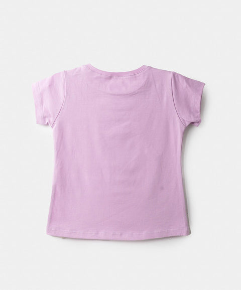 Camiseta Manga Corta Para Bebe Niña En Licra Color Morado Claro