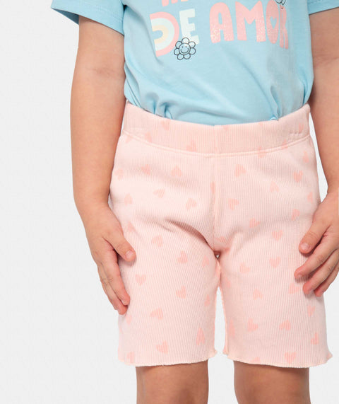 Short Biker Para Bebe Niña En Rib Color Rosado