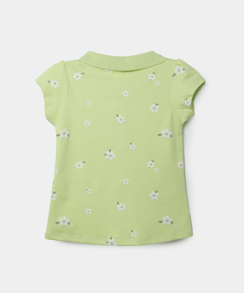 Camiseta Tipo Polo Para Bebé Niña En Algodón Color Verde