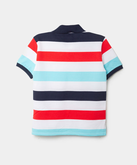 Camiseta Tipo Polo Para Niño En Algodón Color Azul Navy Con Rayas