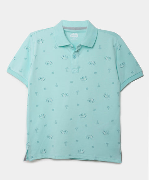 Camiseta Tipo Polo Para Niño En Algodón Color Aqua