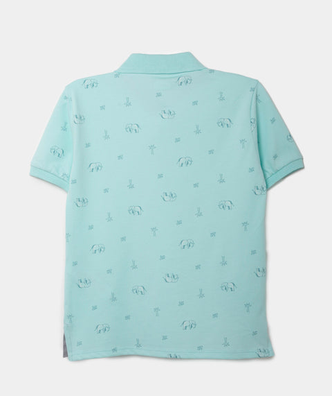 Camiseta Tipo Polo Para Niño En Algodón Color Aqua