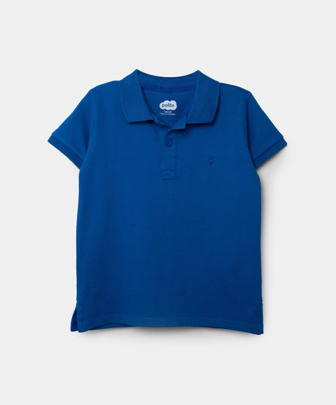 Camiseta Tipo Polo Para Bebé Niño En Algodón Color Azul Eléctrico