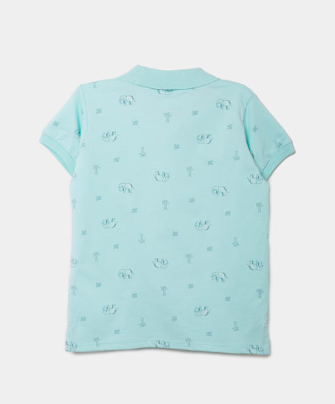 Camiseta Tipo Polo Para Bebé Niño En Algodón Color Aqua