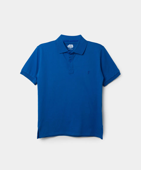 Camiseta Tipo Polo Para Niño En Algodón Color Azul Eléctrico