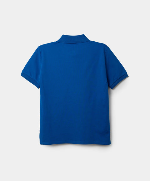 Camiseta Tipo Polo Para Niño En Algodón Color Azul Eléctrico