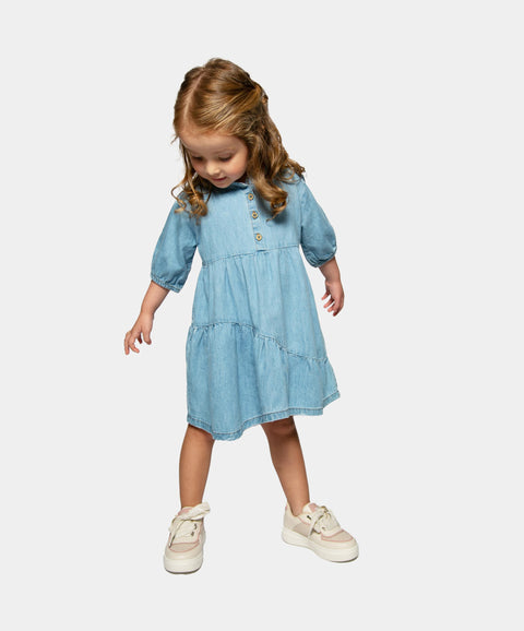 Vestido Para Bebe Niña En Denim Color Índigo