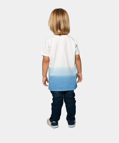 Camiseta Manga Corta Para Bebe Niño En Tela Suave Color Blanco Y Azul