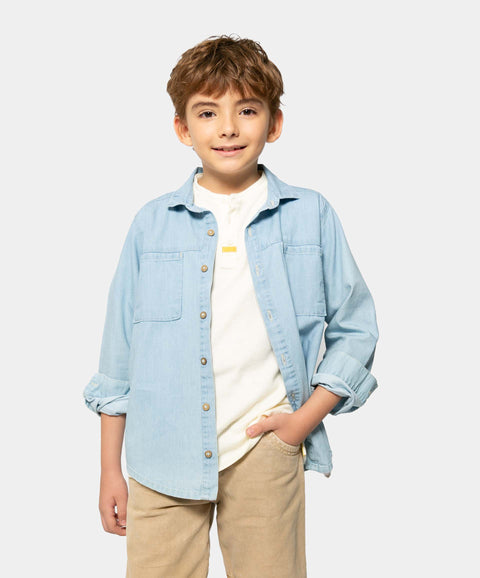 Camisa Manga Larga Para Niño En Índigo