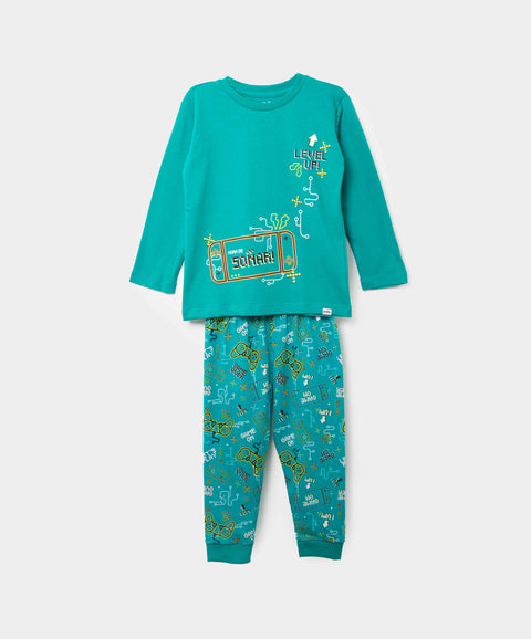 Pijama Manga Larga Y Pantalón Para Bebé Niño En Tela Suave Color Jade