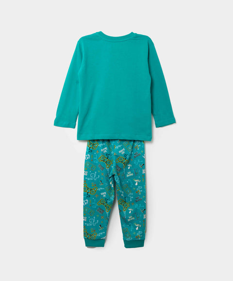 Pijama Manga Larga Y Pantalón Para Bebé Niño En Tela Suave Color Jade