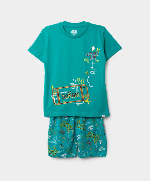 Pijama Manga Corta Y Bermuda Para Bebé Niño En Tela Suave Color Jade