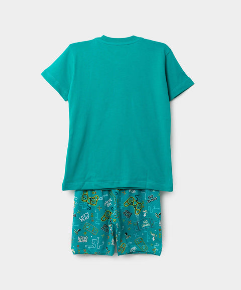 Pijama Manga Corta Y Bermuda Para Bebé Niño En Tela Suave Color Jade