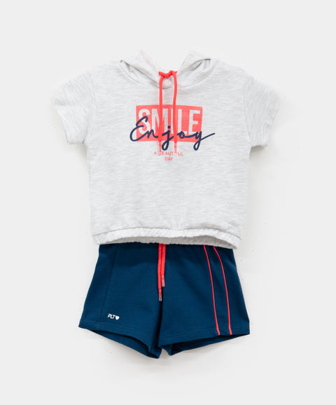 Conjunto Deportivo Para Bebé Niña Color Gris Y Azul