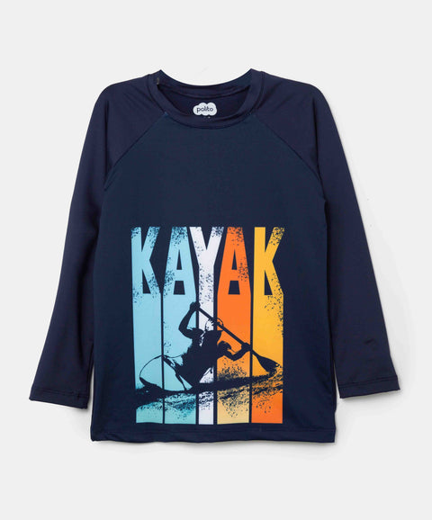 Camiseta Manga Larga De Playa Para Niño En Licra Color Azul