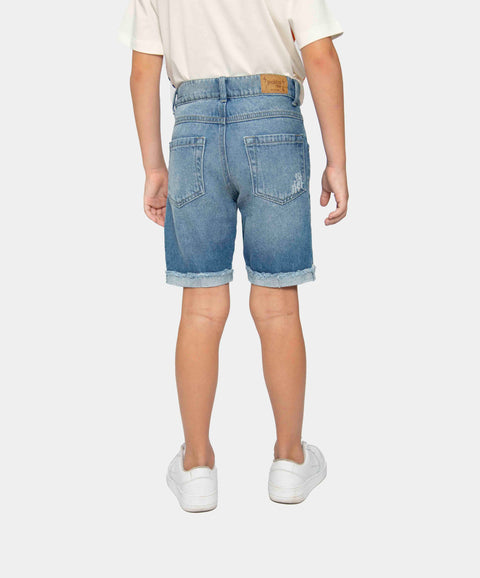 Bermuda Para Niño En Denim Tono Medio