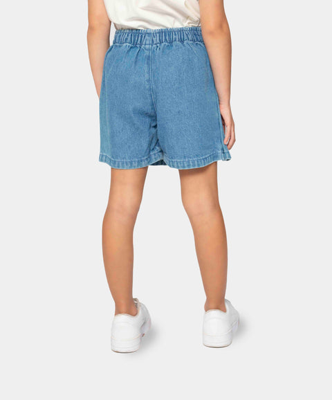 Falda Short Para Niña En Denim Tono Medio