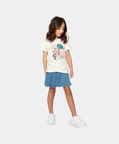 Falda Short Para Niña En Denim Tono Medio