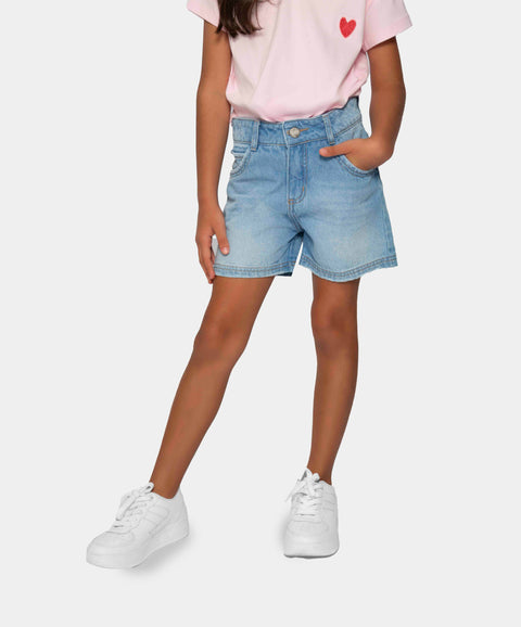 Short Para Niña En Denim Tono Medio Claro