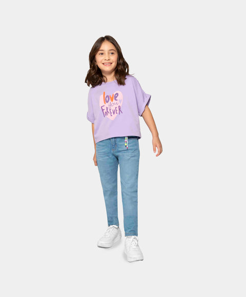 Jean Slim Para Niña En Denim Tono Medio Claro