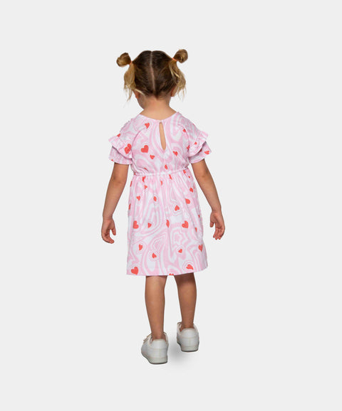 Vestido Manga Corta Para Bebe Niña En Tela Suave Color Rosado Estampado