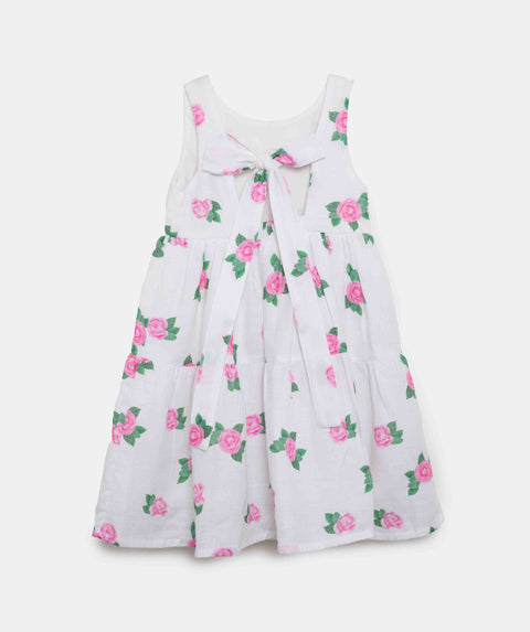 Vestido Manga Sisa Para Niña En Tela Suave Color Blanco Estampado