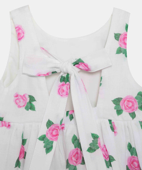 Vestido Manga Sisa Para Niña En Tela Suave Color Blanco Estampado