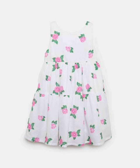 Vestido Manga Sisa Para Niña En Tela Suave Color Blanco Estampado