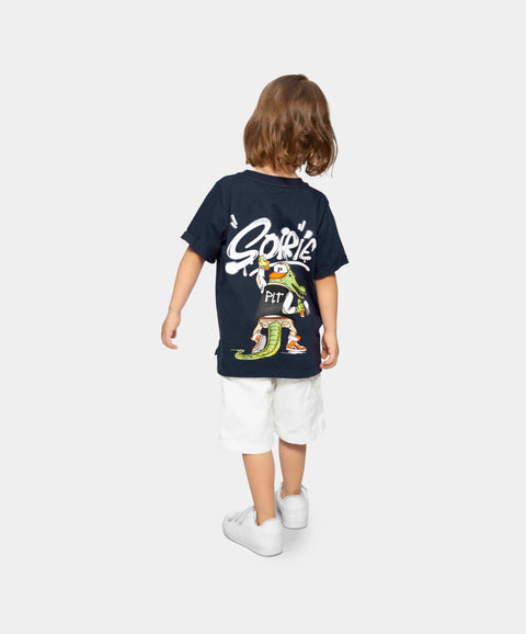 Camiseta Manga Corta Para Bebe Niño En Tela Suave Color Azul