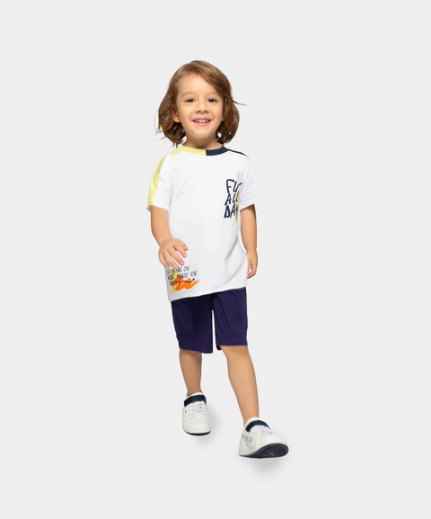 Camiseta Manga Corta Para Bebe Niño En Tela Suave Color Blanco