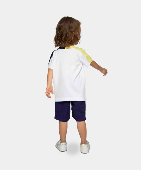 Camiseta Manga Corta Para Bebe Niño En Tela Suave Color Blanco