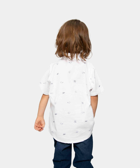 Camisa Manga Corta Para Bebé Niño En Algodón Color Blanco