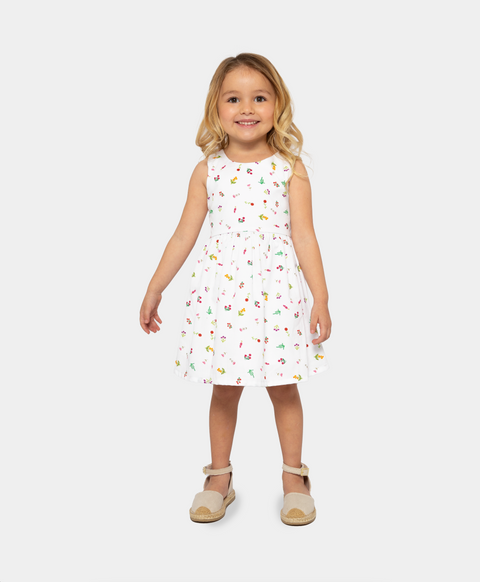 Vestido Manga Sisa Para Bebe Niña En Tela Suave Color Blanco Estampado