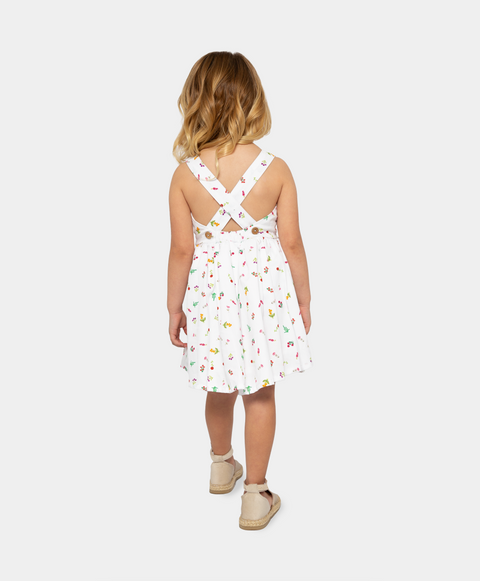 Vestido Manga Sisa Para Bebe Niña En Tela Suave Color Blanco Estampado