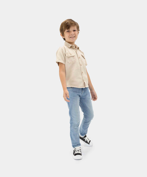 Jean Slim Para Niño En Denim Tono Medio Claro