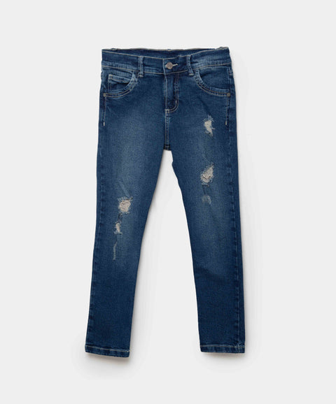 Jean Slim Para Niño En Denim Tono Oscuro