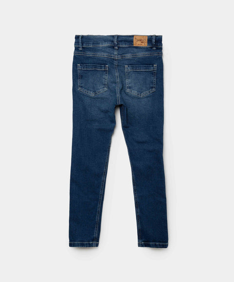 Jean Slim Para Niño En Denim Tono Oscuro