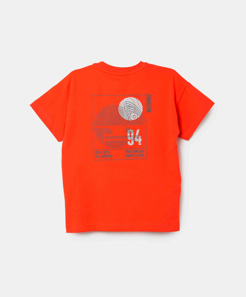 Camiseta Manga Corta Para Bebe Niño En Tela Suave Color Naranja