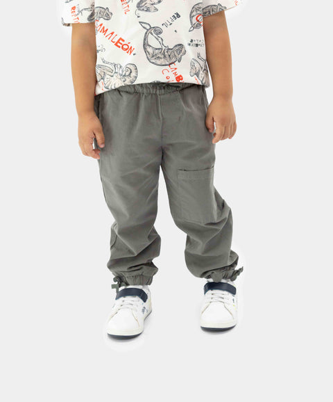 Conjunto De Camiseta Y Pantalón Para Bebé Niño Color Marfil Y Gris Oscuro