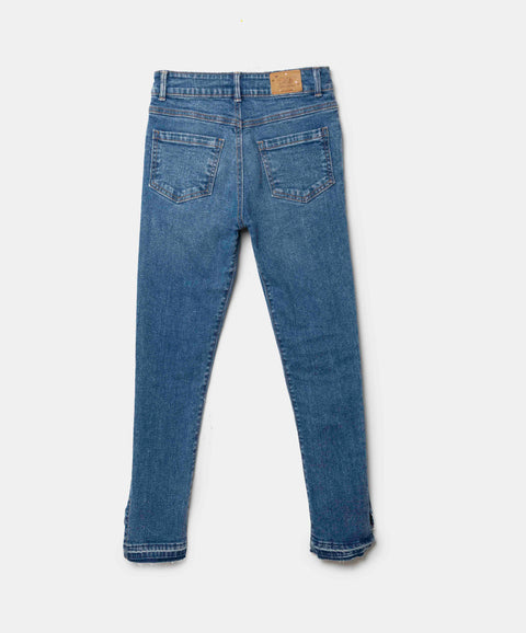 Jean Slim Para Niña En Denim Tono Medio Claro