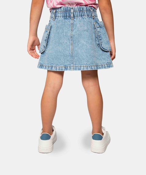 Falda Corta Para Niña En Denim Tono Medio