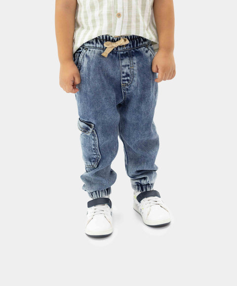 Jean Jogger Para Bebé Niño En Denim Tono Oscuro