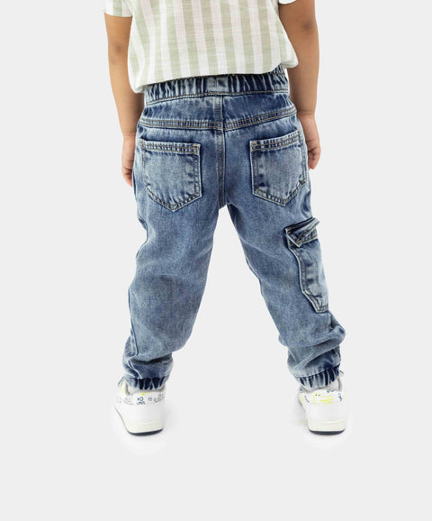 Jean Jogger Para Bebé Niño En Denim Tono Oscuro