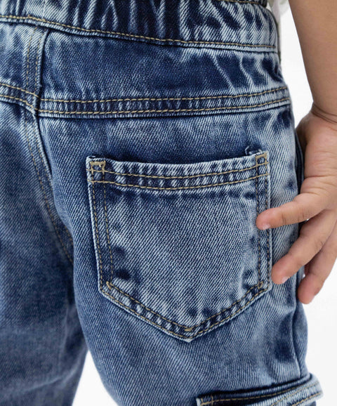 Jean Jogger Para Bebé Niño En Denim Tono Oscuro