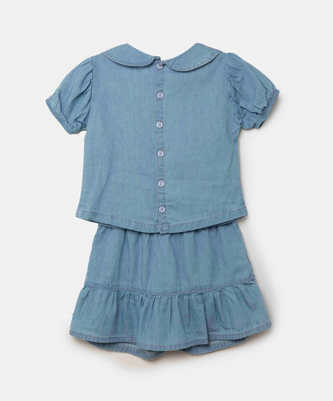 Conjunto Blusa Y Falda Para Bebé Niña En Índigo Claro