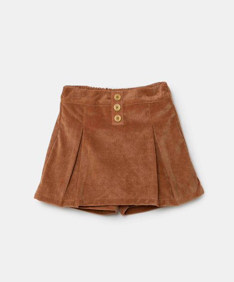 Falda Short Para Bebé Niña En Corduroy Color Cafe