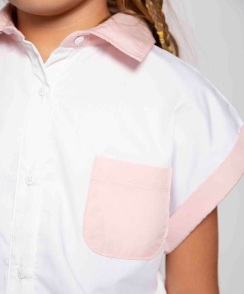 Camisa Manga Corta Para Niña En Color Blanco